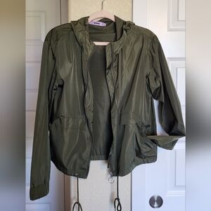 Ci Sono Women's Hooded Utility Jacket in Dark Green